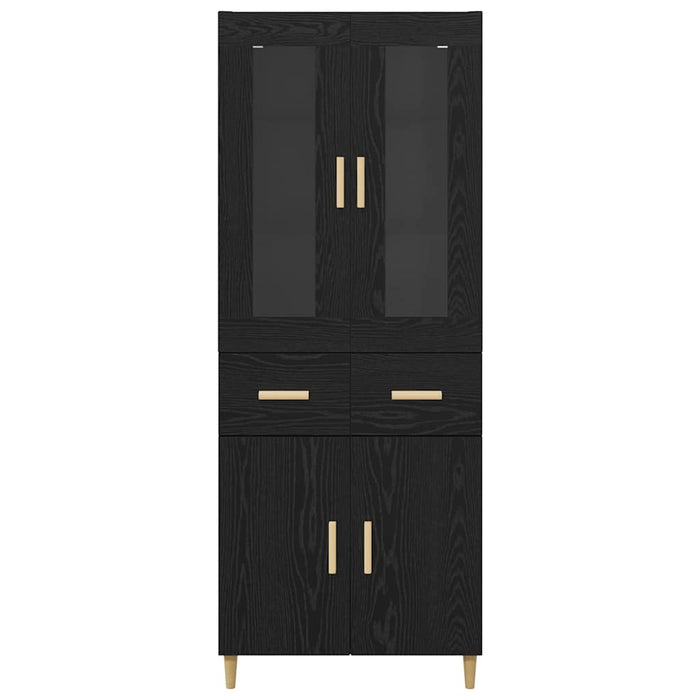Bufet Pe perete cu sertar 2 pcs Stejar Negru Lemn compozit - WALTI WALTI