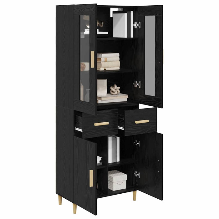 Bufet Pe perete cu sertar 2 pcs Stejar Negru Lemn compozit - WALTI WALTI