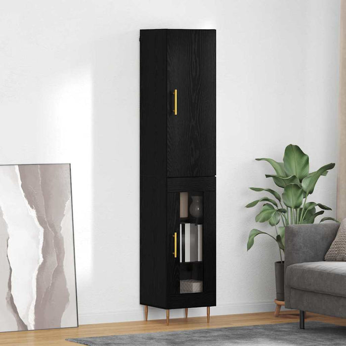 Bufet Stejar Negru 34,5 x 34 x 180 cm Lemn compozit - WALTI WALTI
