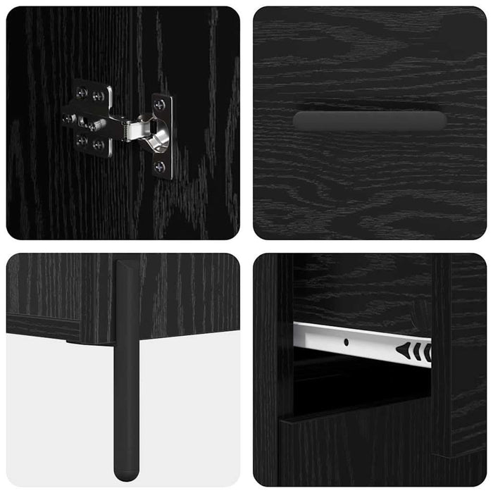 Bufet 2 pcs Stejar Negru 69,5 x 34 x 180 cm Lemn compozit - WALTI WALTI