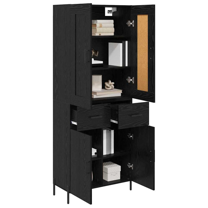 Bufet 2 pcs Stejar Negru 69,5 x 34 x 180 cm Lemn compozit - WALTI WALTI