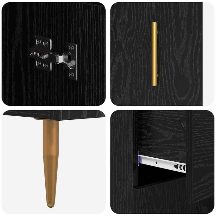 Bufet Pe perete Stejar Negru 69,5 x 34 x 180 cm Lemn compozit - WALTI WALTI