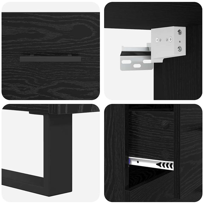 Bufet cu sertar 2 pcs Stejar Negru Lemn compozit - WALTI WALTI