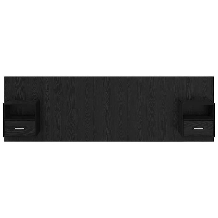 Cap de pat cu noptiere cu raft 3 pcs Stejar Negru Lemn compozit - WALTI WALTI