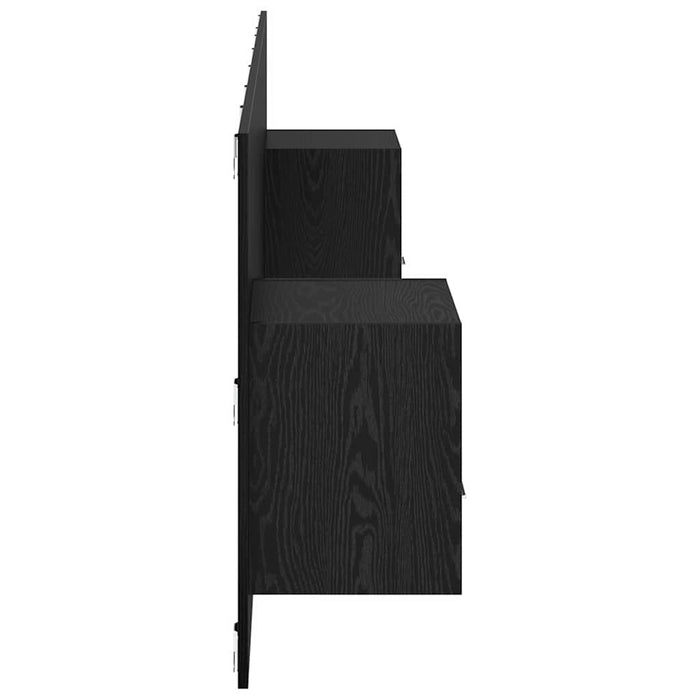 Cap de pat cu noptiere cu raft 3 pcs Stejar Negru Lemn compozit - WALTI WALTI