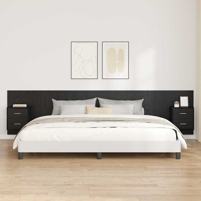 Tăblie cu Noptieră cu sertar 3 pcs Stejar Negru Lemn compozit - WALTI WALTI