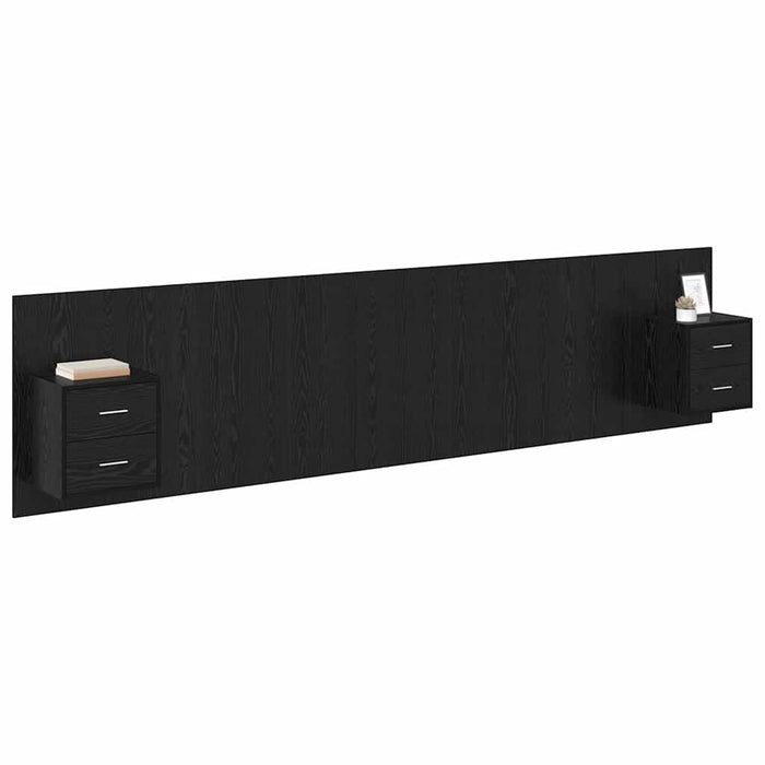 Tăblie cu Noptieră cu sertar 3 pcs Stejar Negru Lemn compozit - WALTI WALTI