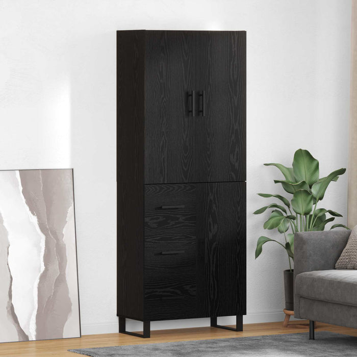 Bufet cu sertar 2 pcs Stejar Negru Lemn Stratificat și Sticlă - WALTI WALTI