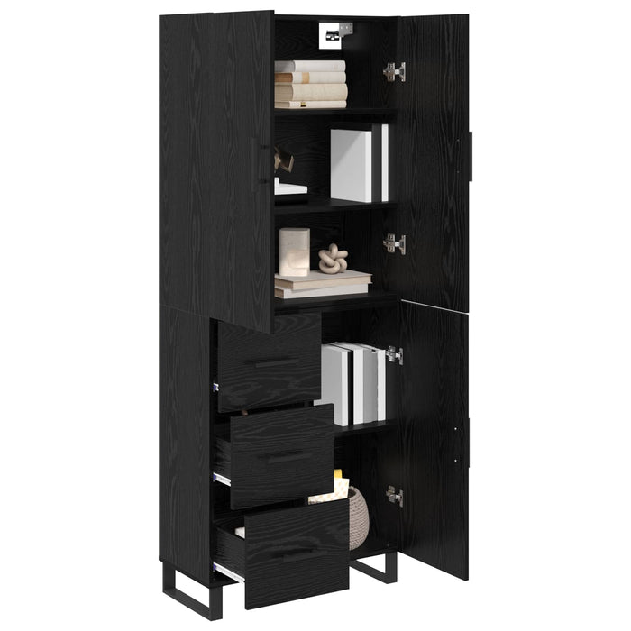 Bufet cu sertar 2 pcs Stejar Negru Lemn Stratificat și Sticlă - WALTI WALTI