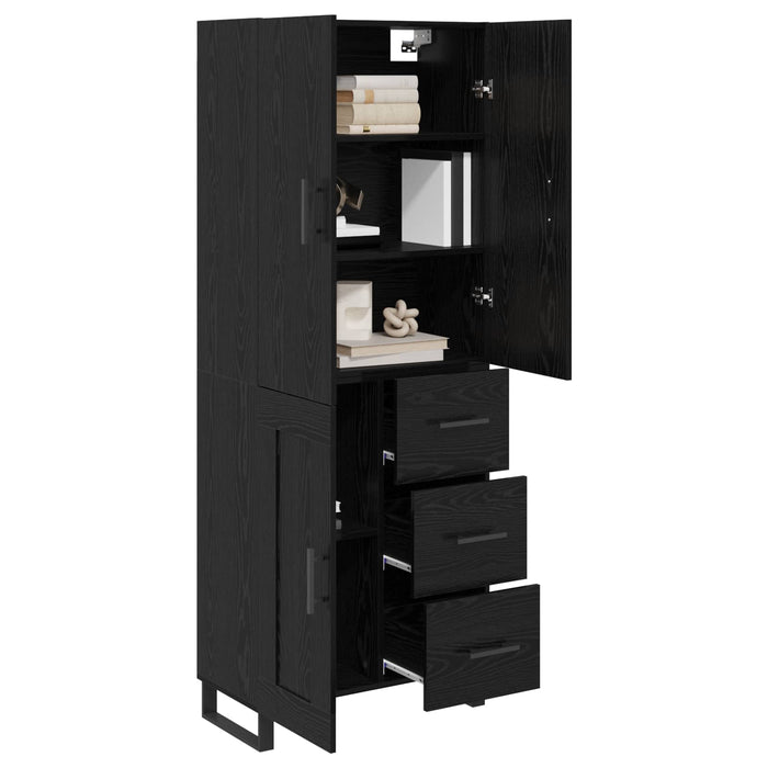 Bufet cu sertar 2 pcs Stejar Negru Lemn Stratificat și Sticlă - WALTI WALTI