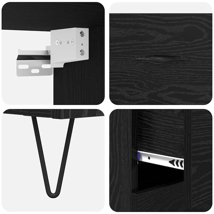 Bufet Pe perete cu sertar 2 pcs Stejar Negru Lemn compozit - WALTI WALTI