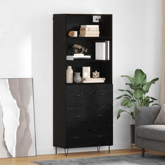 Bufet Pe perete cu sertar 2 pcs Stejar Negru Lemn compozit - WALTI WALTI