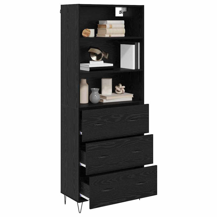 Bufet Pe perete cu sertar 2 pcs Stejar Negru Lemn compozit - WALTI WALTI