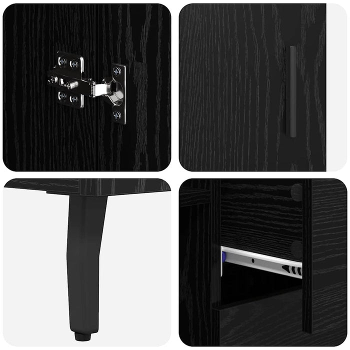Bufet 2 pcs Stejar negru 69,5 x 34 x 180 cm Lemn compozit - WALTI WALTI