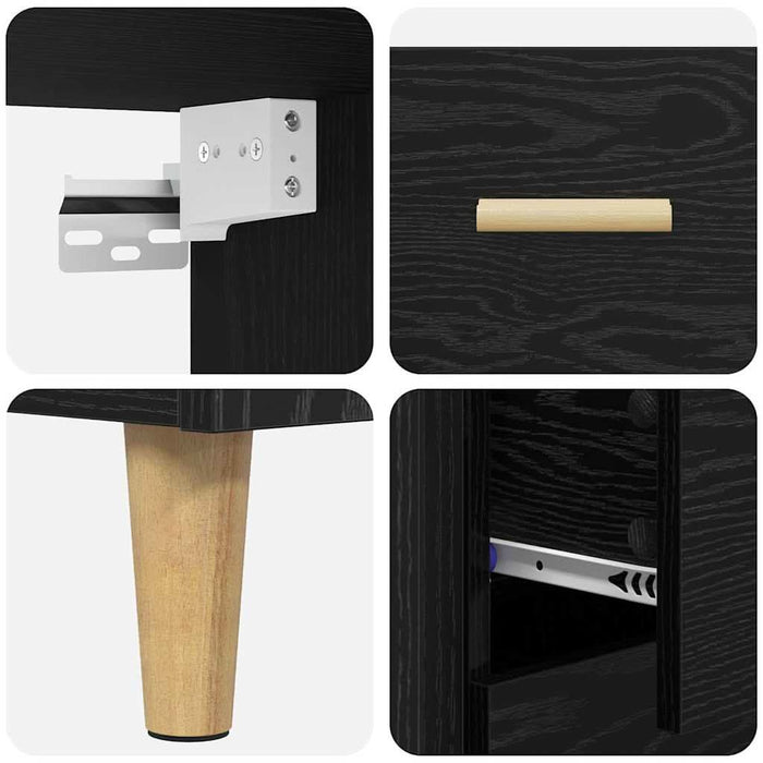 Bufet 2 pcs Stejar Negru 69,5 x 34 x 180 cm Lemn compozit - WALTI WALTI