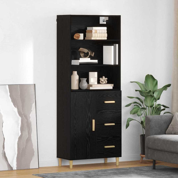 Bufet 2 pcs Stejar Negru 69,5 x 34 x 180 cm Lemn compozit - WALTI WALTI