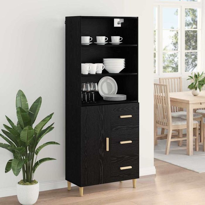 Bufet 2 pcs Stejar Negru 69,5 x 34 x 180 cm Lemn compozit - WALTI WALTI