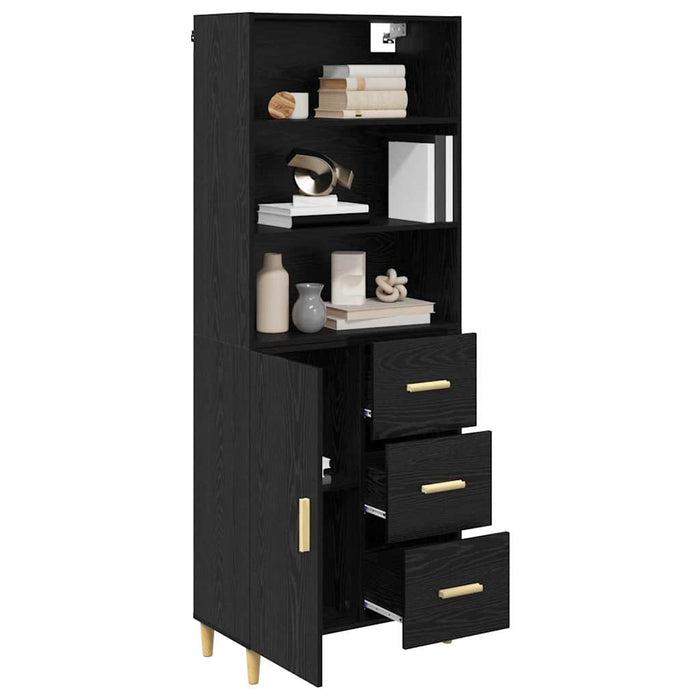 Bufet 2 pcs Stejar Negru 69,5 x 34 x 180 cm Lemn compozit - WALTI WALTI