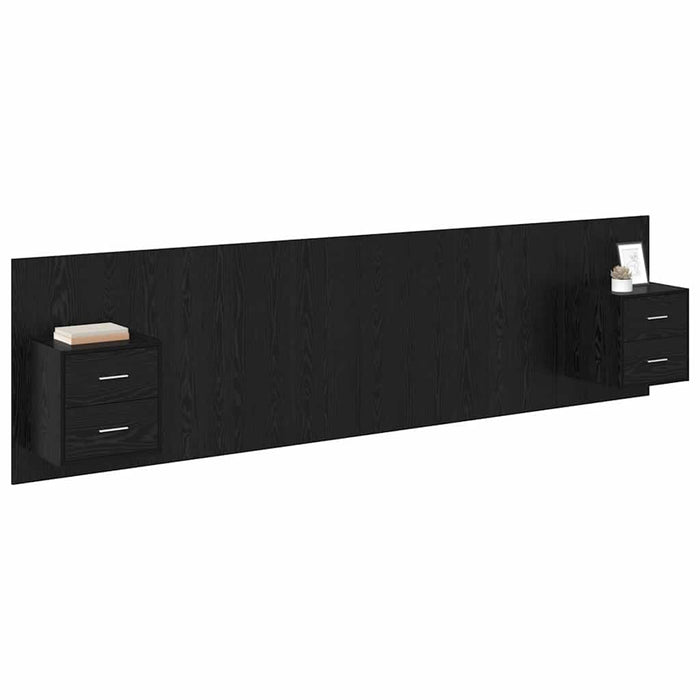 Tăblie cu Noptieră cu sertar 3 pcs Stejar Negru Lemn compozit - WALTI WALTI