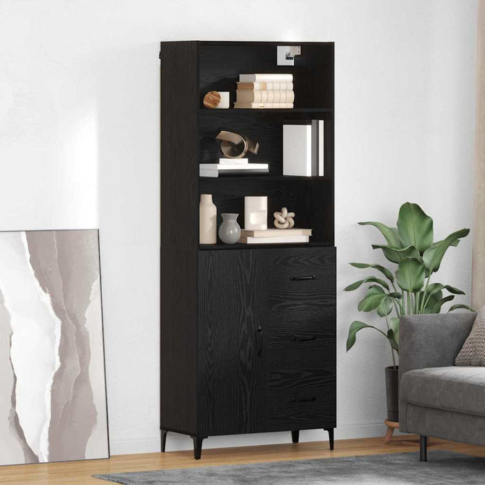 Bufet Pe perete cu sertar 2 pcs Stejar Negru Lemn compozit - WALTI WALTI