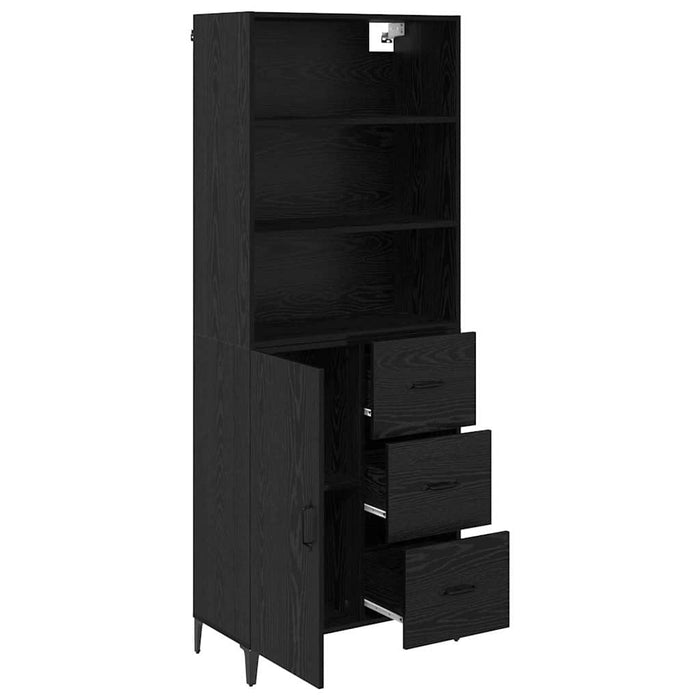 Bufet Pe perete cu sertar 2 pcs Stejar Negru Lemn compozit - WALTI WALTI