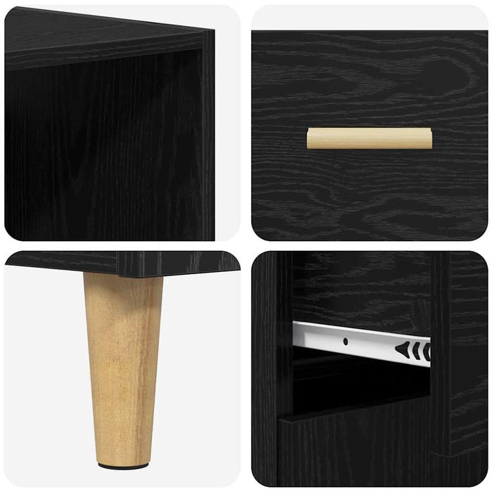 Bufet 2 pcs Stejar Negru 69,5 x 34 x 180 cm Lemn compozit - WALTI WALTI