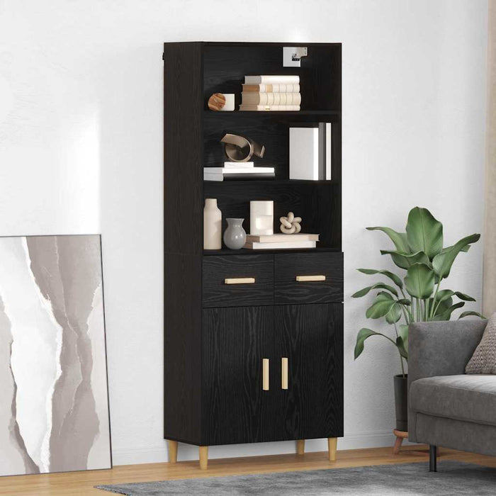 Bufet 2 pcs Stejar Negru 69,5 x 34 x 180 cm Lemn compozit - WALTI WALTI