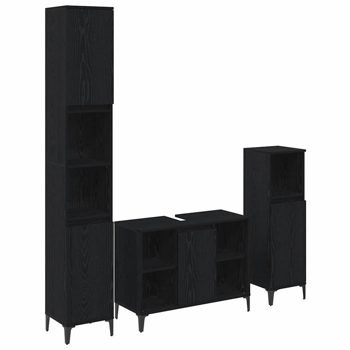 Set de mobilier pentru baie 3 pcs Stejar negru Lemn compozit - WALTI WALTI