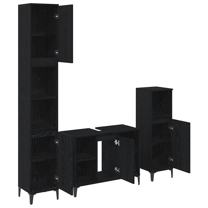 Set de mobilier pentru baie 3 pcs Stejar negru Lemn compozit - WALTI WALTI