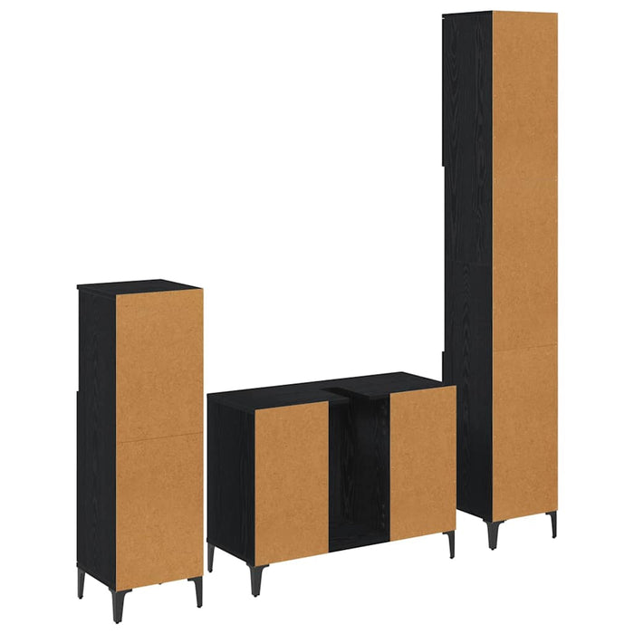 Set de mobilier pentru baie 3 pcs Stejar negru Lemn compozit - WALTI WALTI