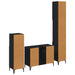 Set de mobilier pentru baie 3 pcs Stejar negru Lemn compozit - WALTI WALTI
