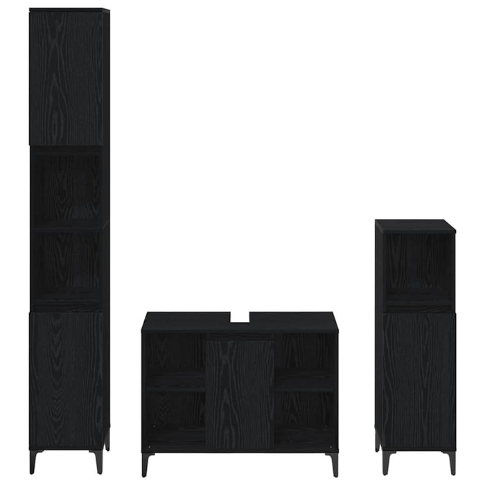Set de mobilier pentru baie 3 pcs Stejar negru Lemn compozit - WALTI WALTI
