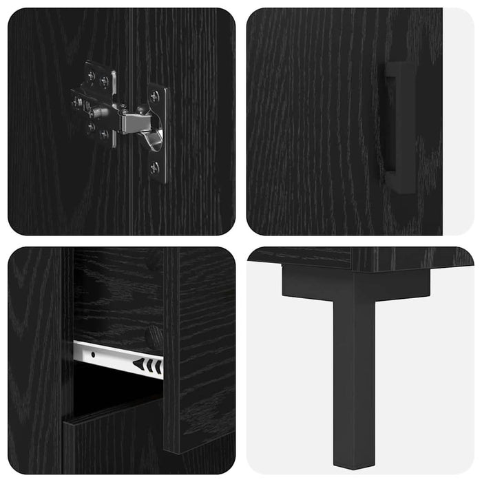Bufet cu sertar 2 pcs Stejar Negru Lemn compozit - WALTI WALTI
