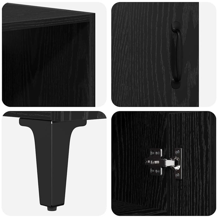Bufet Pe perete cu sertar 2 pcs Stejar Negru Lemn compozit - WALTI WALTI