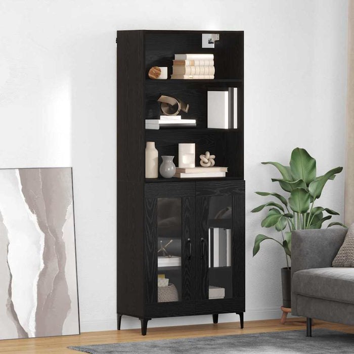 Bufet Pe perete cu sertar 2 pcs Stejar Negru Lemn compozit - WALTI WALTI