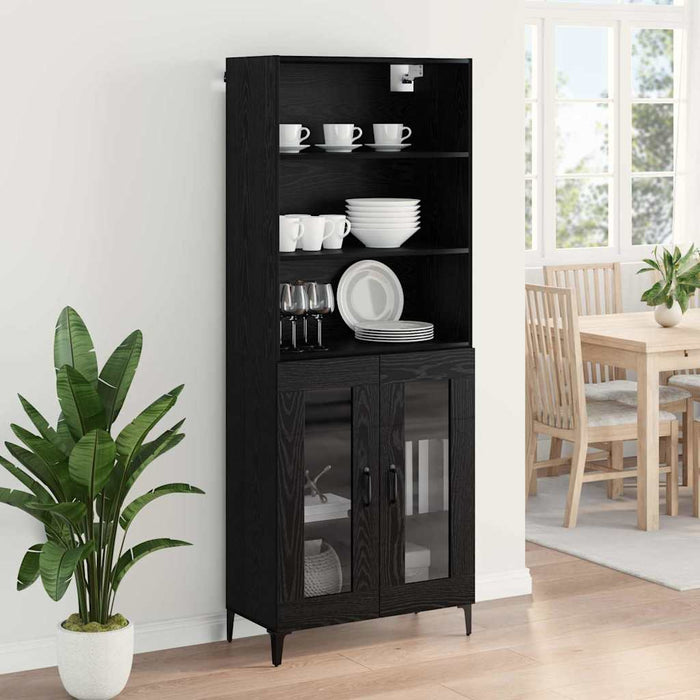 Bufet Pe perete cu sertar 2 pcs Stejar Negru Lemn compozit - WALTI WALTI