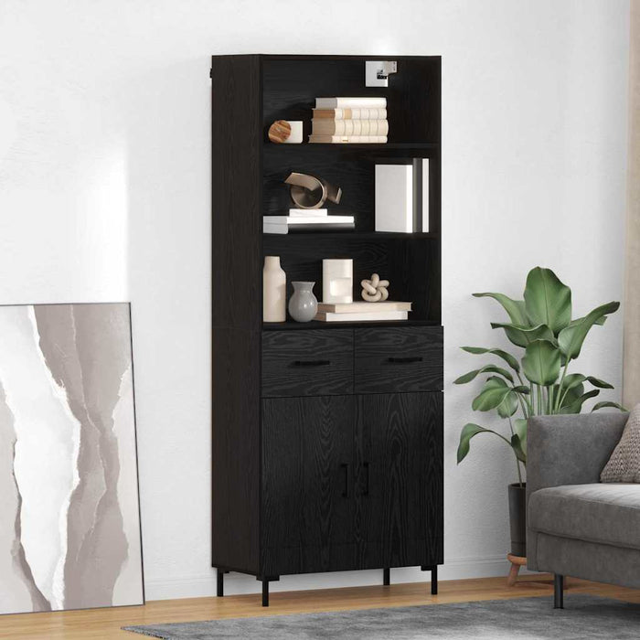 Bufet Pe perete cu sertar 2 pcs Stejar Negru Lemn compozit - WALTI WALTI