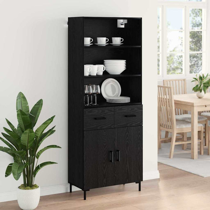 Bufet Pe perete cu sertar 2 pcs Stejar Negru Lemn compozit - WALTI WALTI