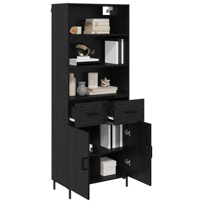 Bufet Pe perete cu sertar 2 pcs Stejar Negru Lemn compozit - WALTI WALTI