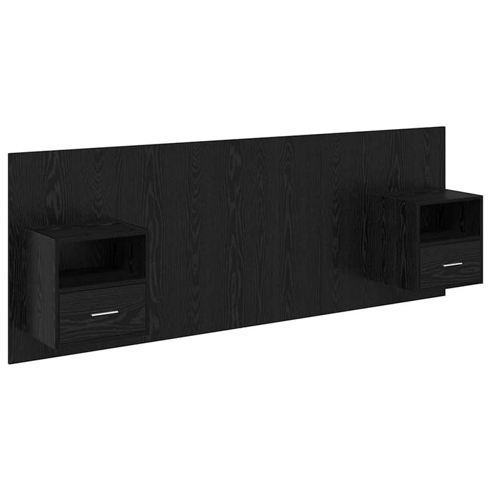 Tăblie cu Noptieră cu sertar 3 pcs Stejar Negru Lemn compozit - WALTI WALTI