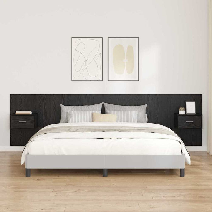 Tăblie cu Noptieră cu sertar 3 pcs Stejar Negru Lemn compozit - WALTI WALTI