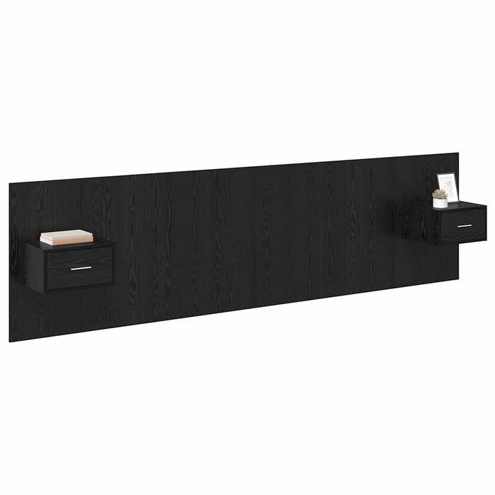 Tăblie cu Noptieră cu sertar 3 pcs Stejar Negru Lemn compozit - WALTI WALTI