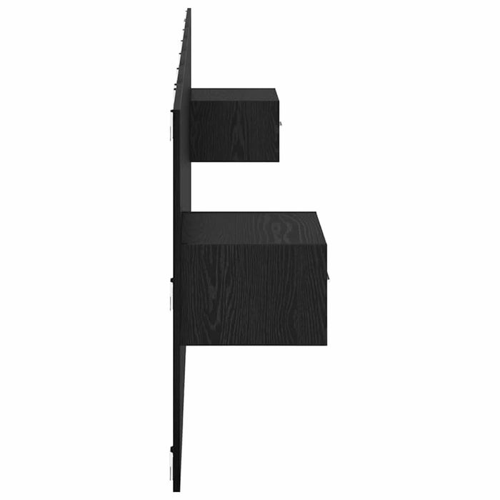 Tăblie cu Noptieră cu sertar 3 pcs Stejar Negru Lemn compozit - WALTI WALTI