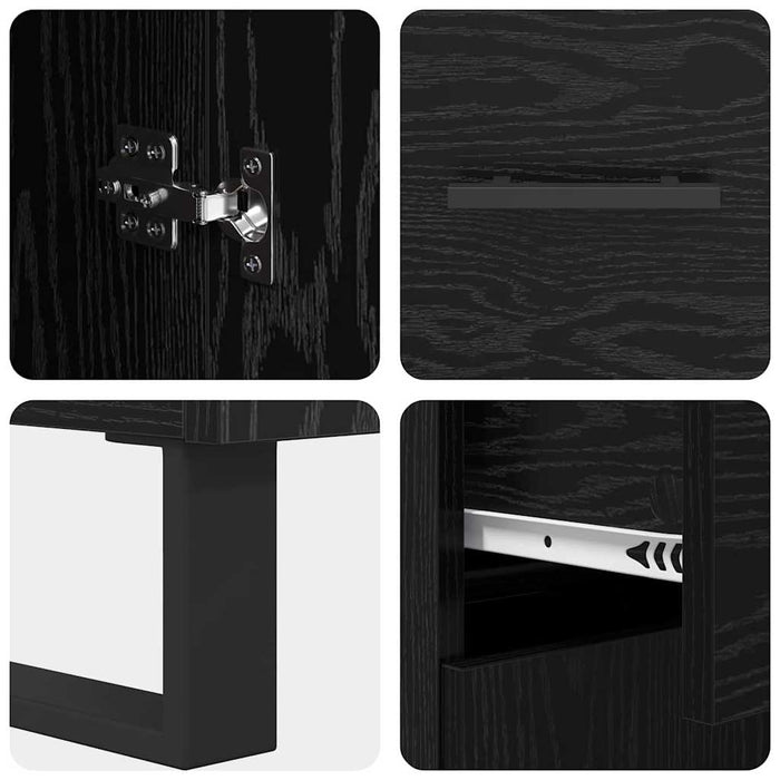 Bufet Pe perete cu sertar 2 pcs Stejar Negru Lemn compozit - WALTI WALTI
