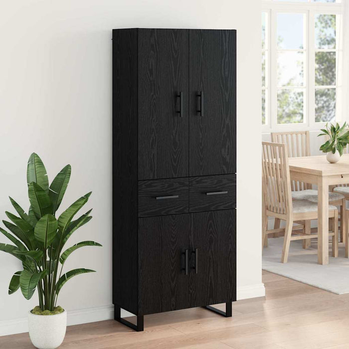 Bufet Pe perete cu sertar 2 pcs Stejar Negru Lemn compozit - WALTI WALTI