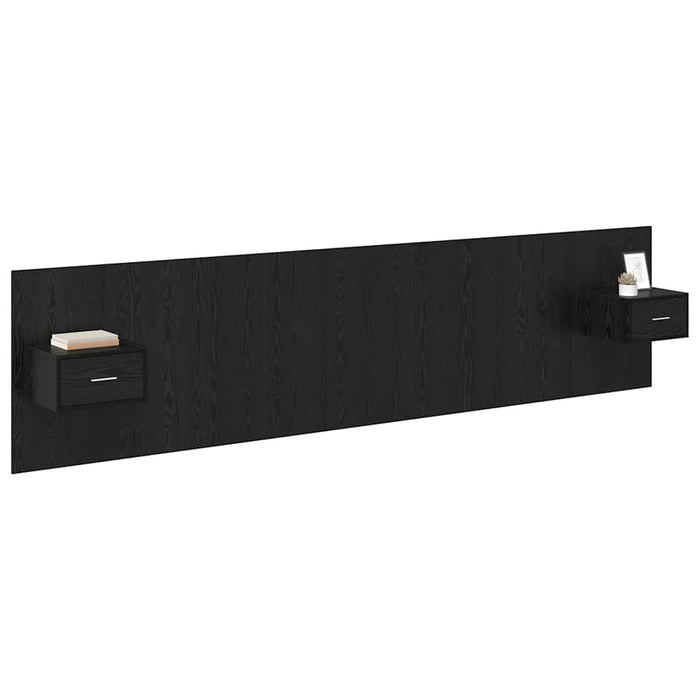 Tăblie cu Noptieră cu sertar 3 pcs Stejar Negru Lemn compozit - WALTI WALTI
