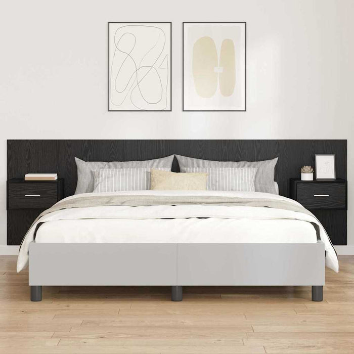 Cap de pat cu noptiere 3 pcs Stejar Negru Lemn compozit - WALTI WALTI
