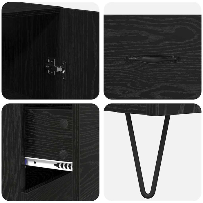 Bufet Pe perete cu sertar 2 pcs Stejar Negru Lemn compozit - WALTI WALTI