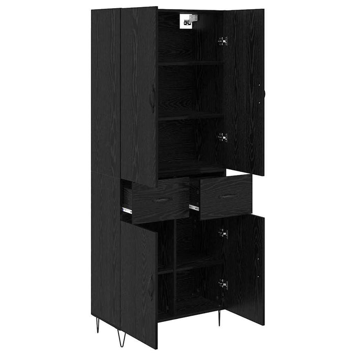 Bufet Pe perete cu sertar 2 pcs Stejar Negru Lemn compozit - WALTI WALTI