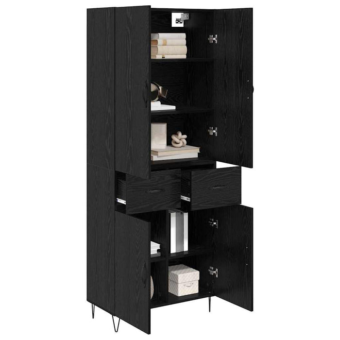 Bufet Pe perete cu sertar 2 pcs Stejar Negru Lemn compozit - WALTI WALTI